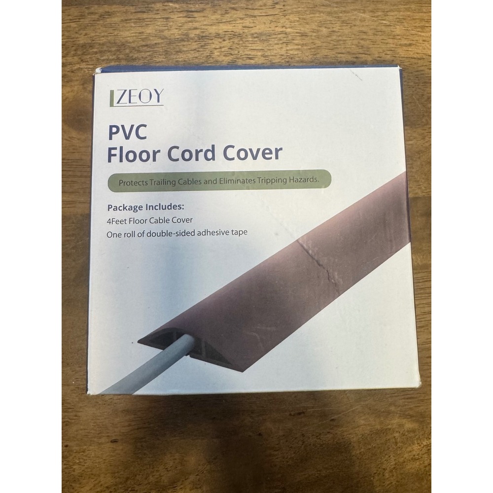 IZEOY PVC Floor Cord‎ Cover 4 Feet Cable Protector Concealer with Tape